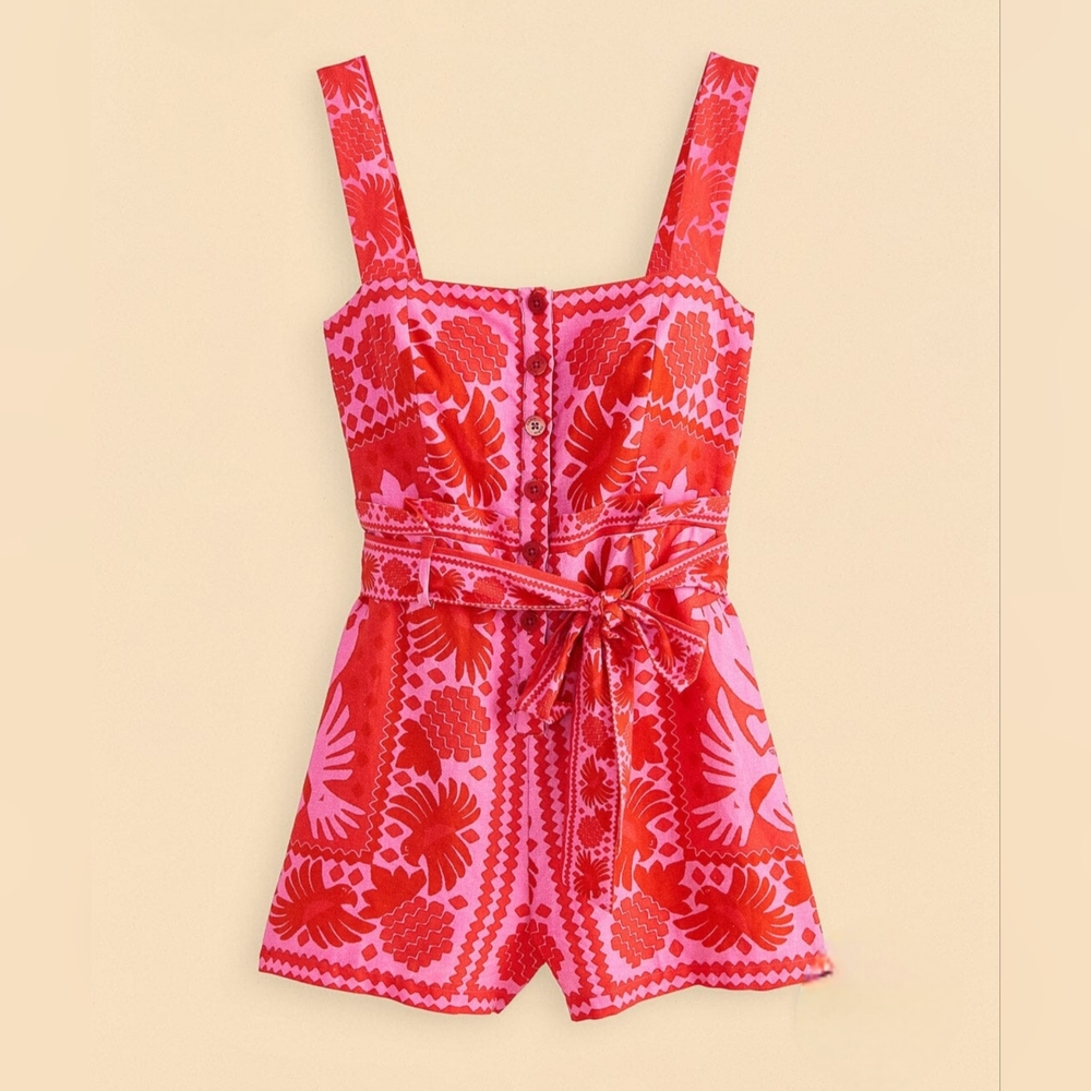 Red/pink Farm Rio romper XS NEW with tag